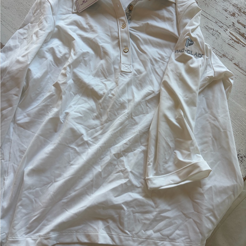 Peter Millar White Long-Sleeve Polo